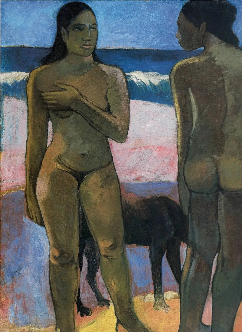 To Tahitianske kvinder på stranden - Paul Gauguin