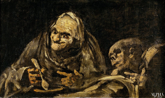 Deux vieux hommes qui mangent - Francisco de Goya - Reproductions de tableaux et peintures haut de gamme