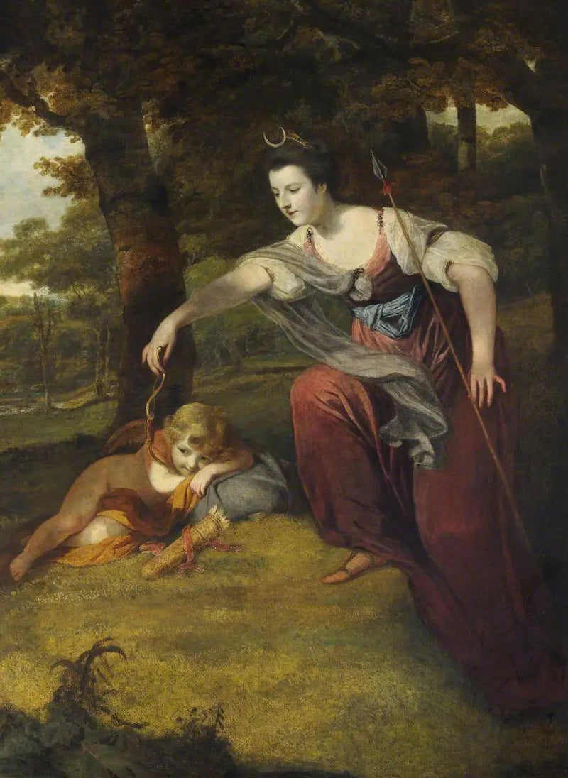 Diane afvæbner Cupido: Elizabeth Dashwood, hertuginde af Manchester (1741-1832) og hendes søn George Montagu, vicomte Manderville (1763-1772) - Joshua Reynolds