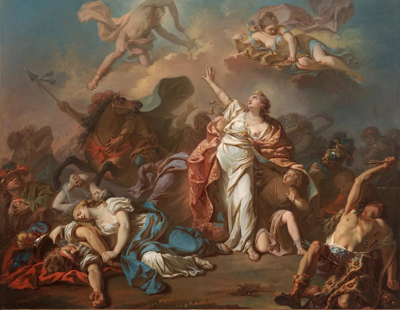 Diane og Apollon, der med deres pile gennemborer Niobés børn - Jacques-Louis David
