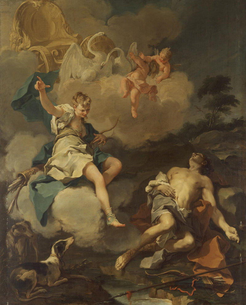 Diane og Endymion - Giovanni Battista Pittoni