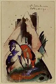 Reproduction du tableau « Q30077218 - Franz Marc » par Alpha Reproduction en peinture à l’huile