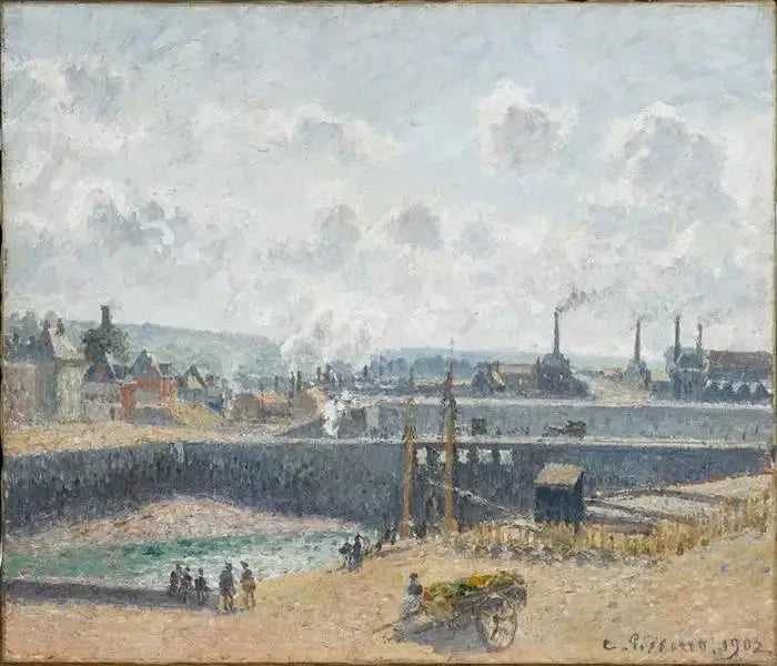Dieppe, bassin Duquesne. Lavvande, sol, morgen - Camille Pissarro