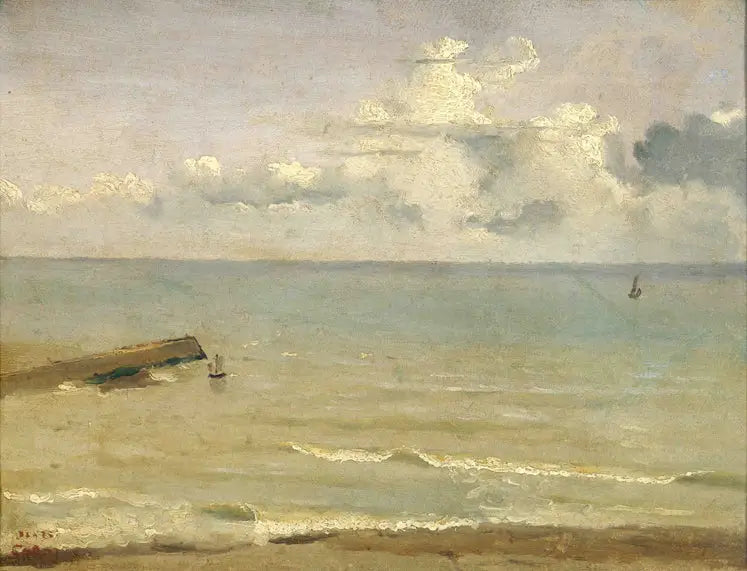 Dieppe, enden af moleen og havet - Jean-Baptiste Camille Corot