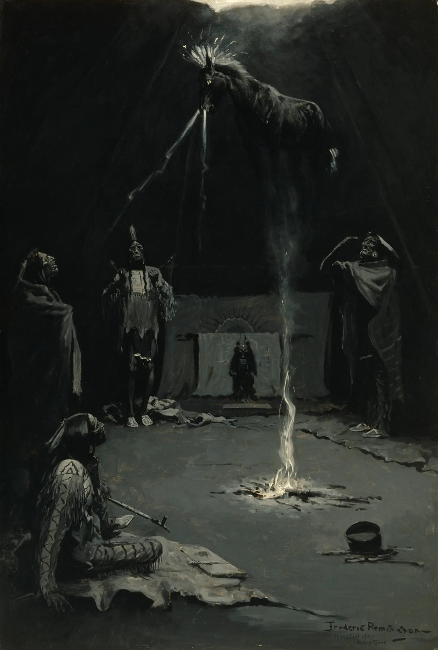 Indianernes ildgud (Medicinens hestetrin) - Frederic Remington
