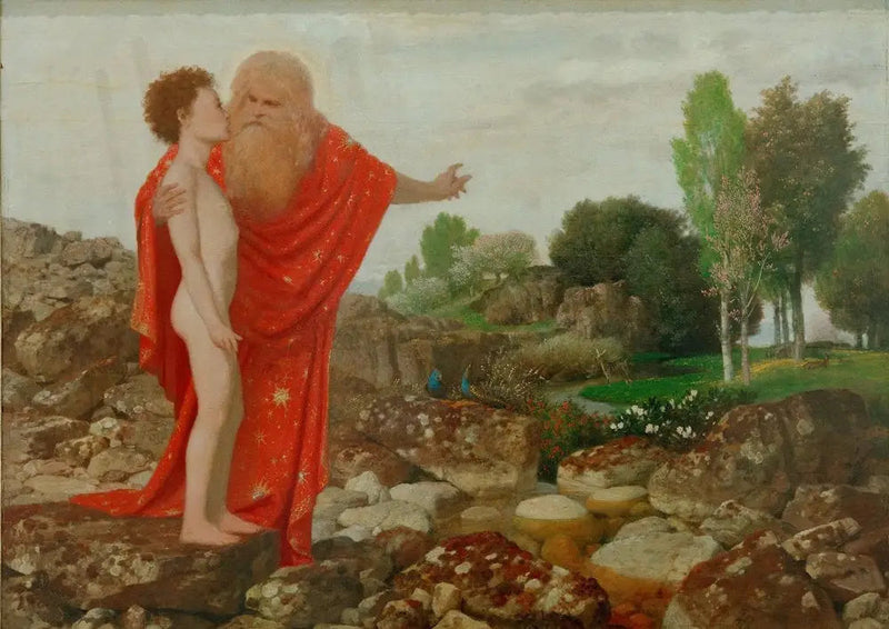 Gud Fader viser Adam Paradiset - Arnold Böcklin