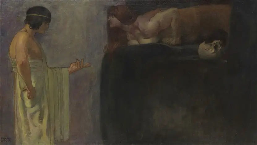 Ødipus løser Sfinksens gåde - Franz von Stuck