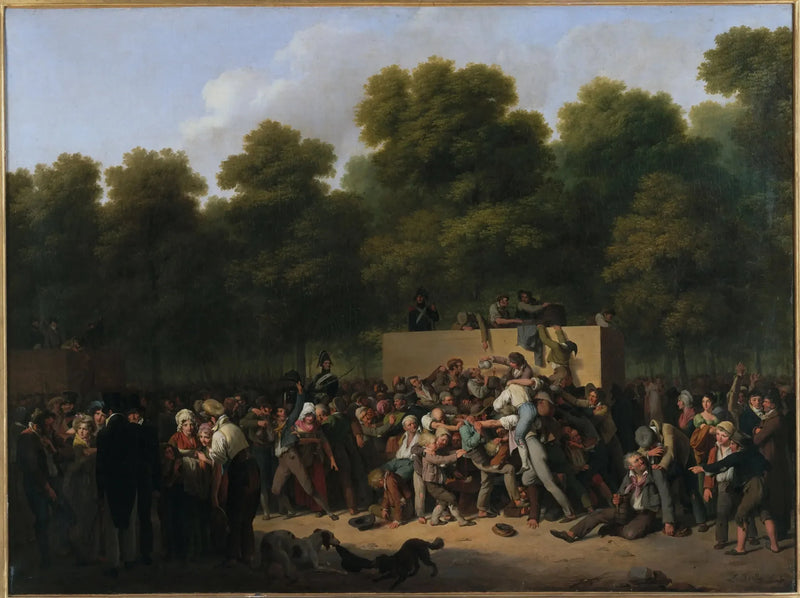 Vin- og fødevareuddeling på Champs-Elysées i anledning af kongens fest - Louis-Léopold Boilly