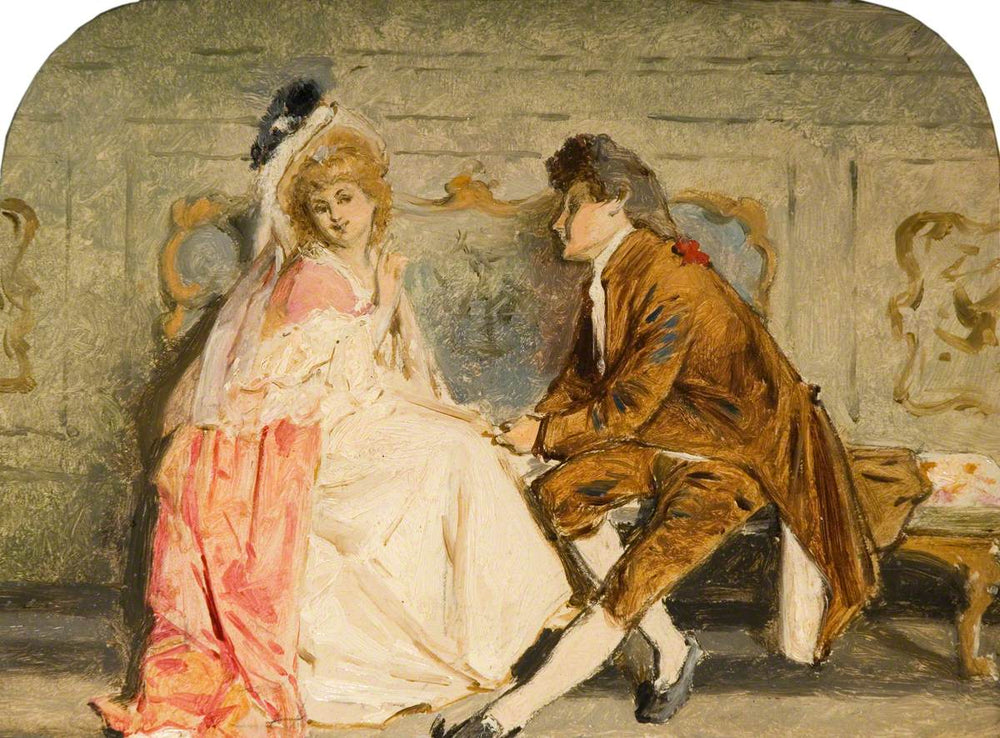 Dolly Varden, personnage du roman « Barnaby Rudge » de Charles Dickens (croquis) - William Powell Frith image 1 copie de tableau peinte à la main