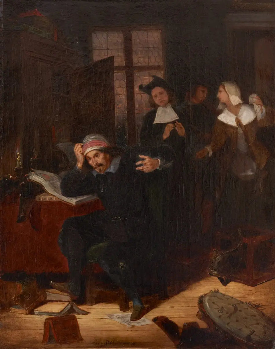 Don Quijote i sit bibliotek - Eugène Delacroix