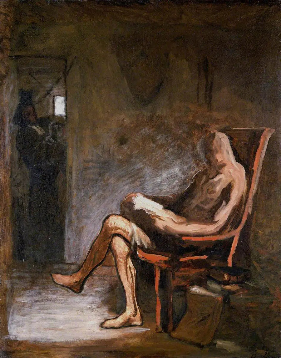 Don Quichotte, der læser - Honoré Daumier
