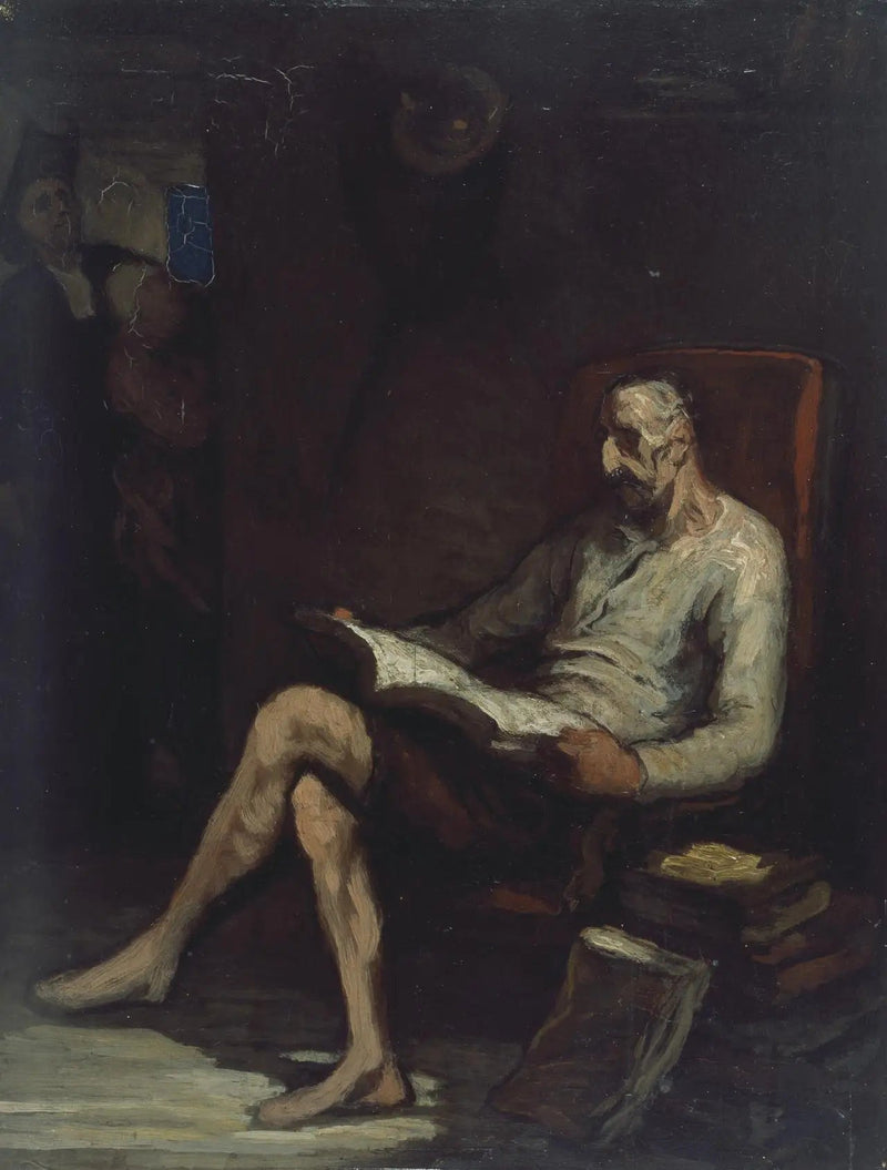 Don Quichotte, der læser - Honoré Daumier