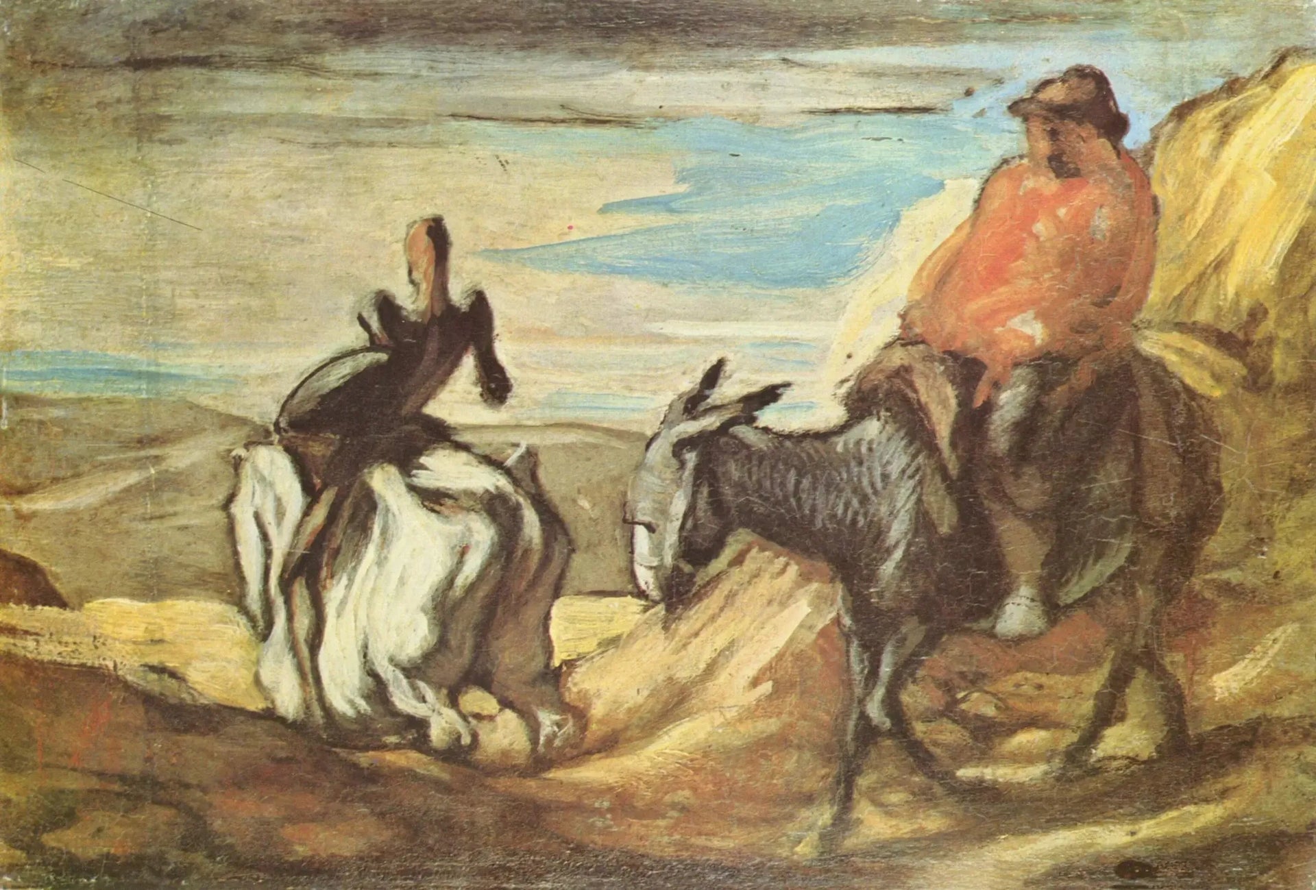 Don Quichotte et Sancho Panca dans les montagnes - Honoré Daumier image 1 copie de tableau peinte à la main