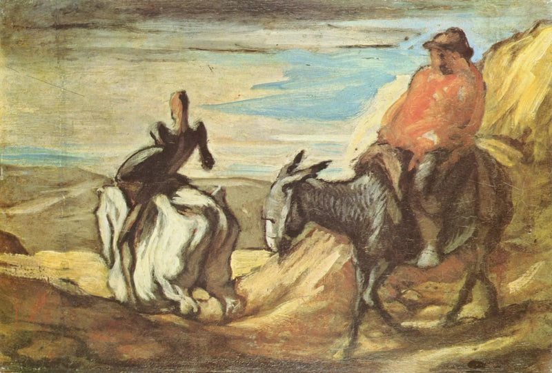Don Quichotte og Sancho Panca i bjergene - Honoré Daumier