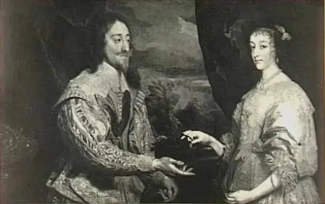 Dobbeltdobbeltbillede af Charles I Stuart, konge af England, og hans hustru Henriette Marie de Bourbon, dronning af England (1609-1669) - Antoine van Dyck