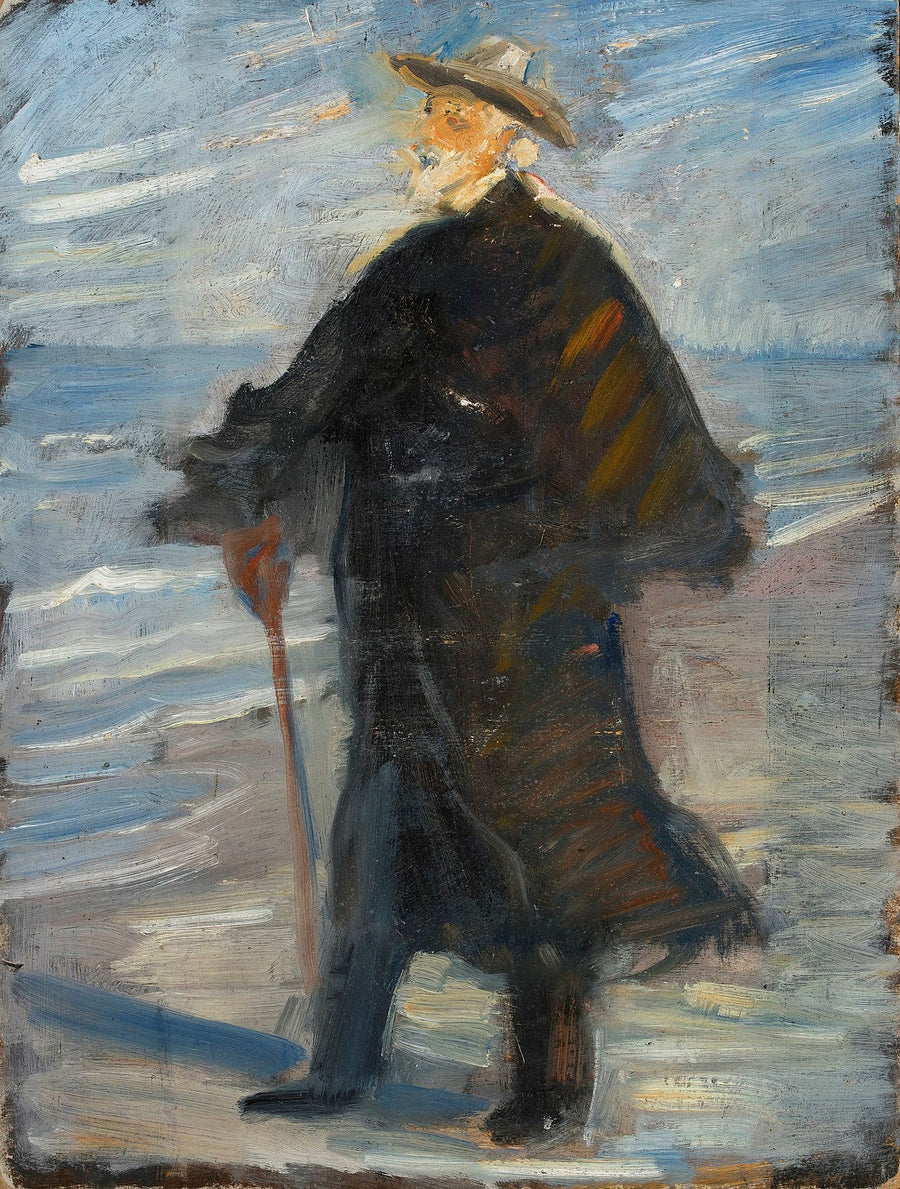 Drachmann på stranden - Michael Peter Ancher