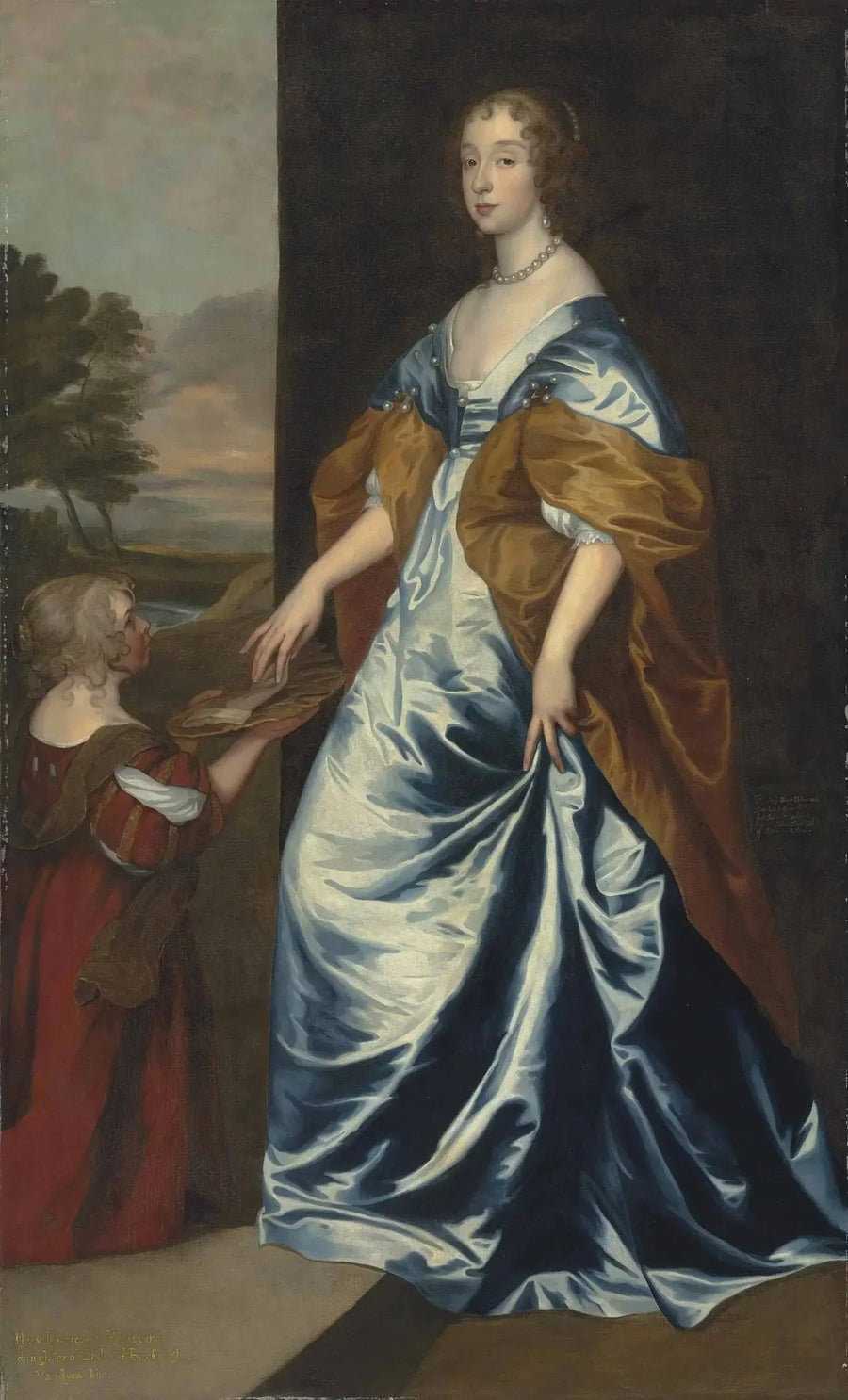 Duchesse de Lennox et Richmond (1622-1685) med sin kammerpige, dværgen, Anne Shepherd - Antoine van Dyck