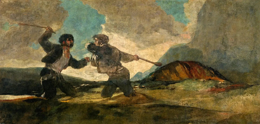 Duel med klub - Francisco de Goya