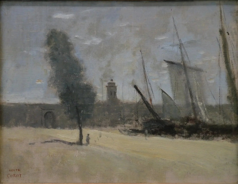 Dunkerque, forsvarsmure og indgangsport til havnen - Jean-Baptiste Camille Corot