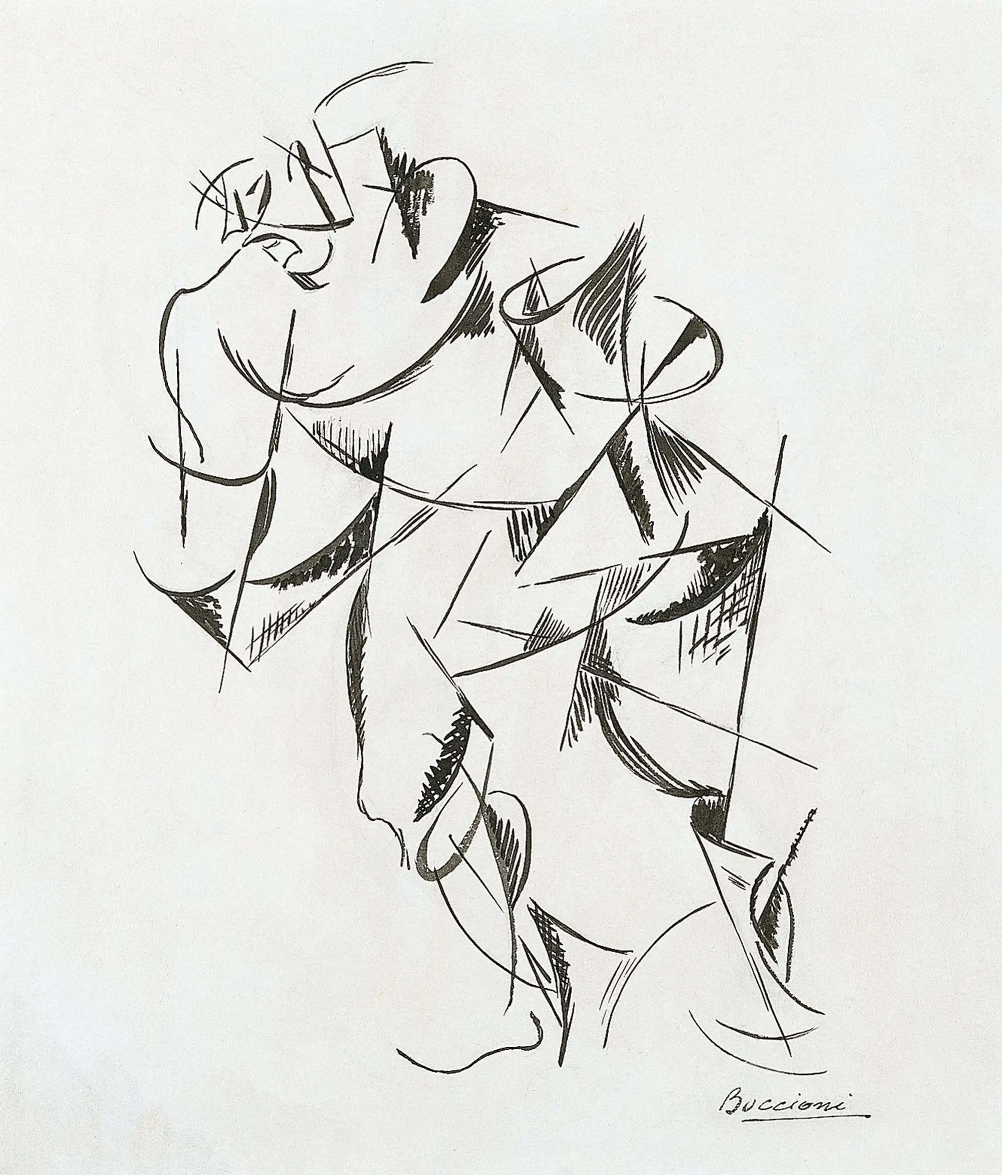 Dynamisme du corps humain : Boxer - Umberto Boccioni image 1 reproduction de peinture à l’huile