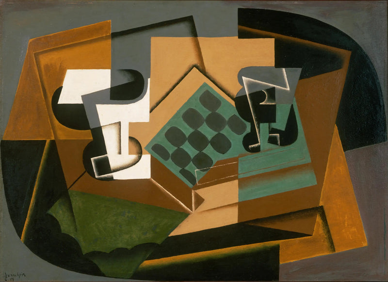 Skakbræt, glas og tallerken - Juan Gris