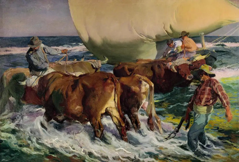 Bådens strandning (eftermiddagslys) - Joaquín Sorolla