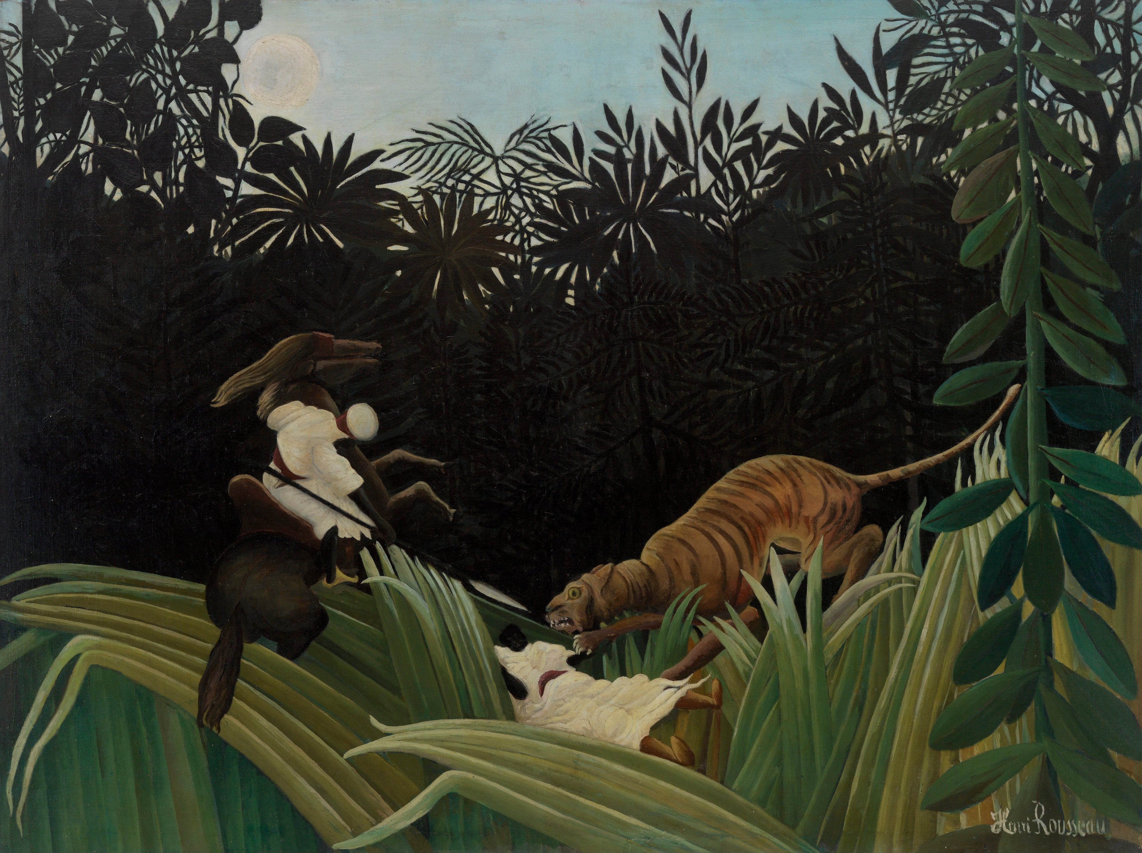 Opdagelsesrejsende angrebet af en tiger - Henri Rousseau