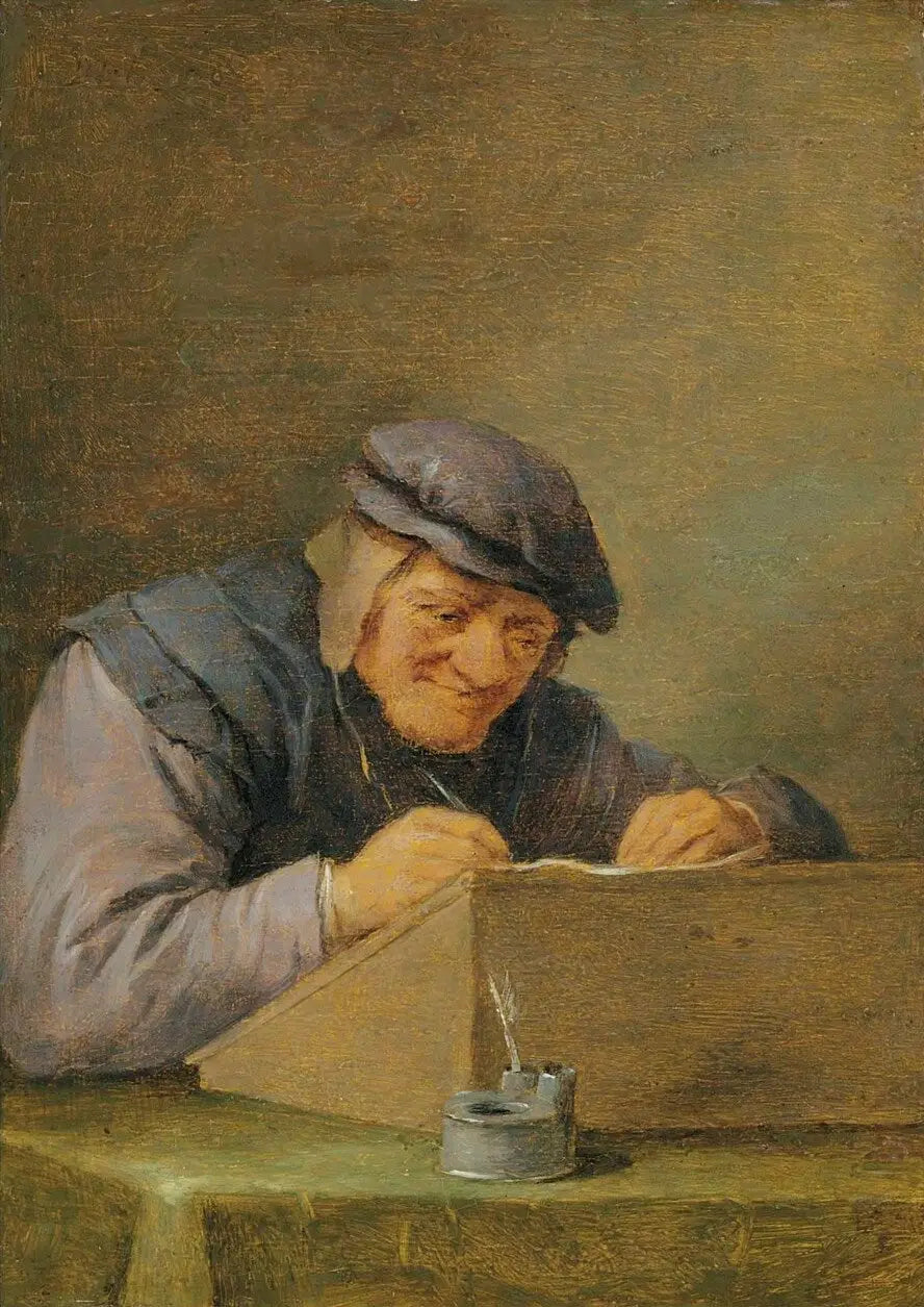 Écriture paysanne - David Teniers le Jeune image 1 tableau peint à l’huile sur toile