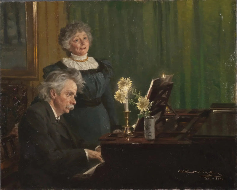 Edvard Grieg ledsagende sin kone - Peder Severin Krøyer