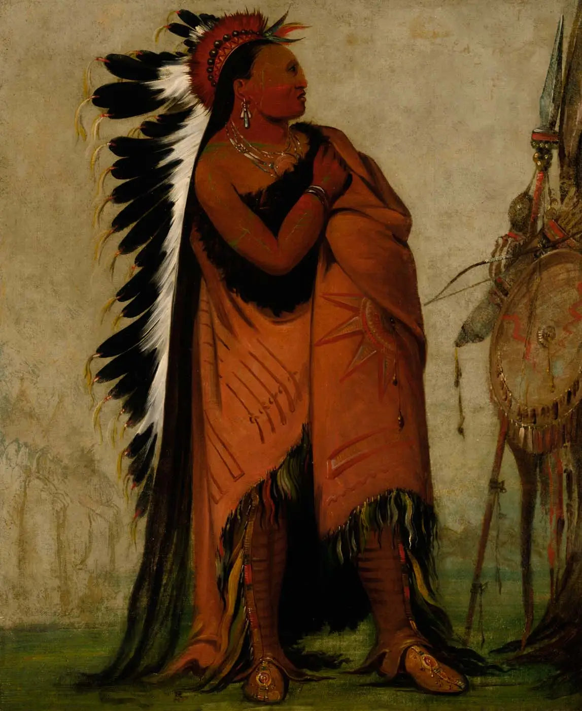 Eé-hee-a-duck-cée-a Celui qui attache ses cheveux avant - George Catlin - Alpha Reproduction