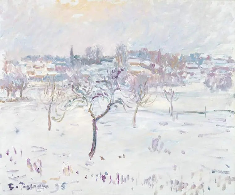 Sneeffekt i Éragny med et æbletræ - Camille Pissarro