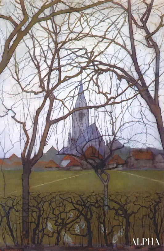 Église du village - Mondrian - Reproductions de tableaux et peintures haut de gamme