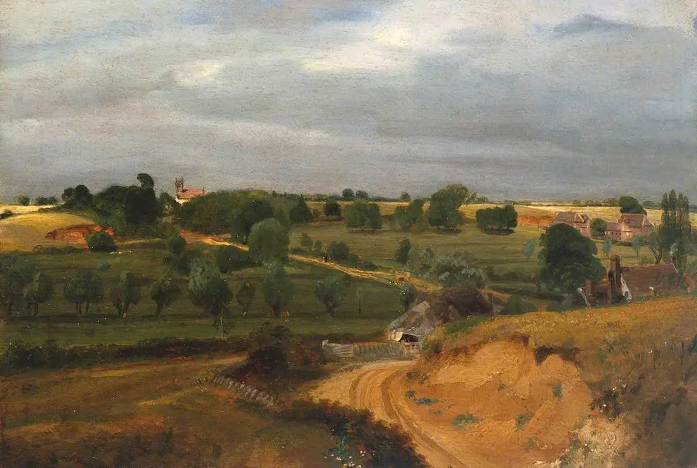 Église et village de Brightwell - John Constable image 1 copie de tableau peinte à la main