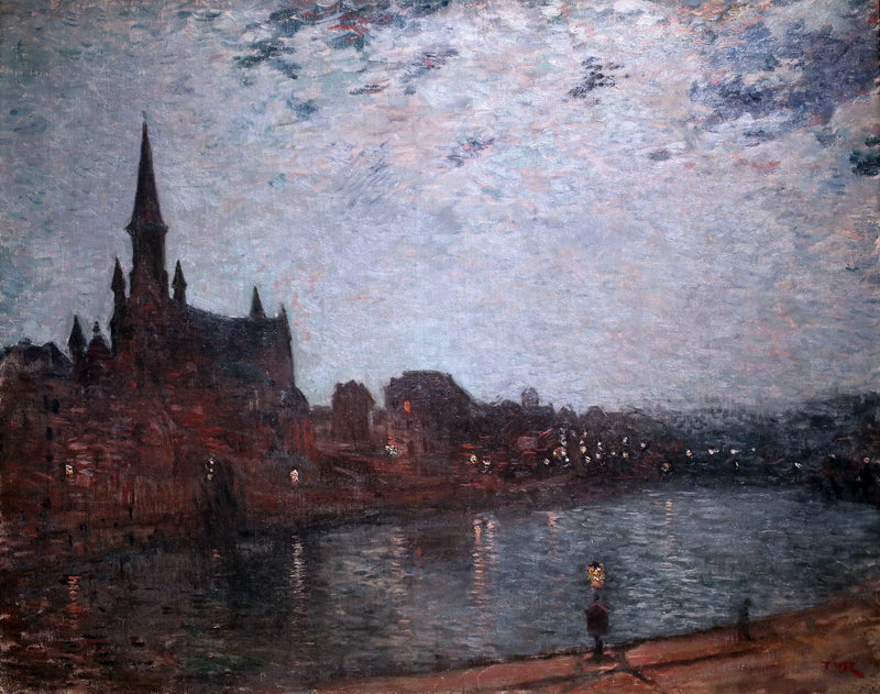 Sainte Croix Kirke (midnat i forstaden) - Théodore van Rysselberghe