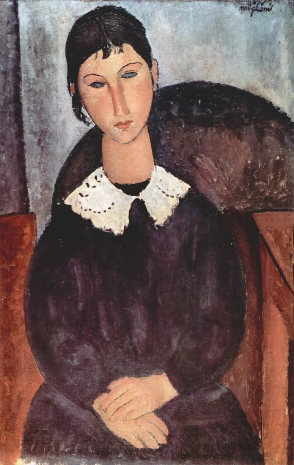 Elvire au col blanc - Amedeo Modigliani image 1 tableau peint à l’huile sur toile