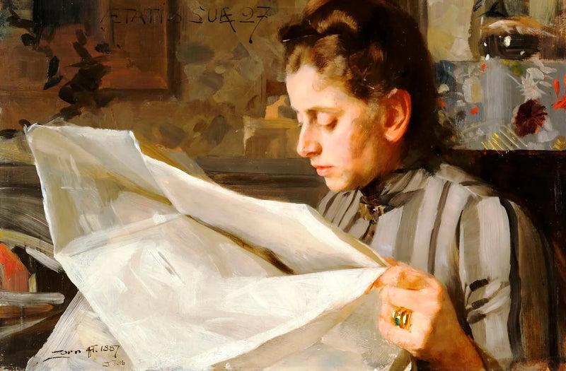 Emma Zorn læsende - Anders Zorn