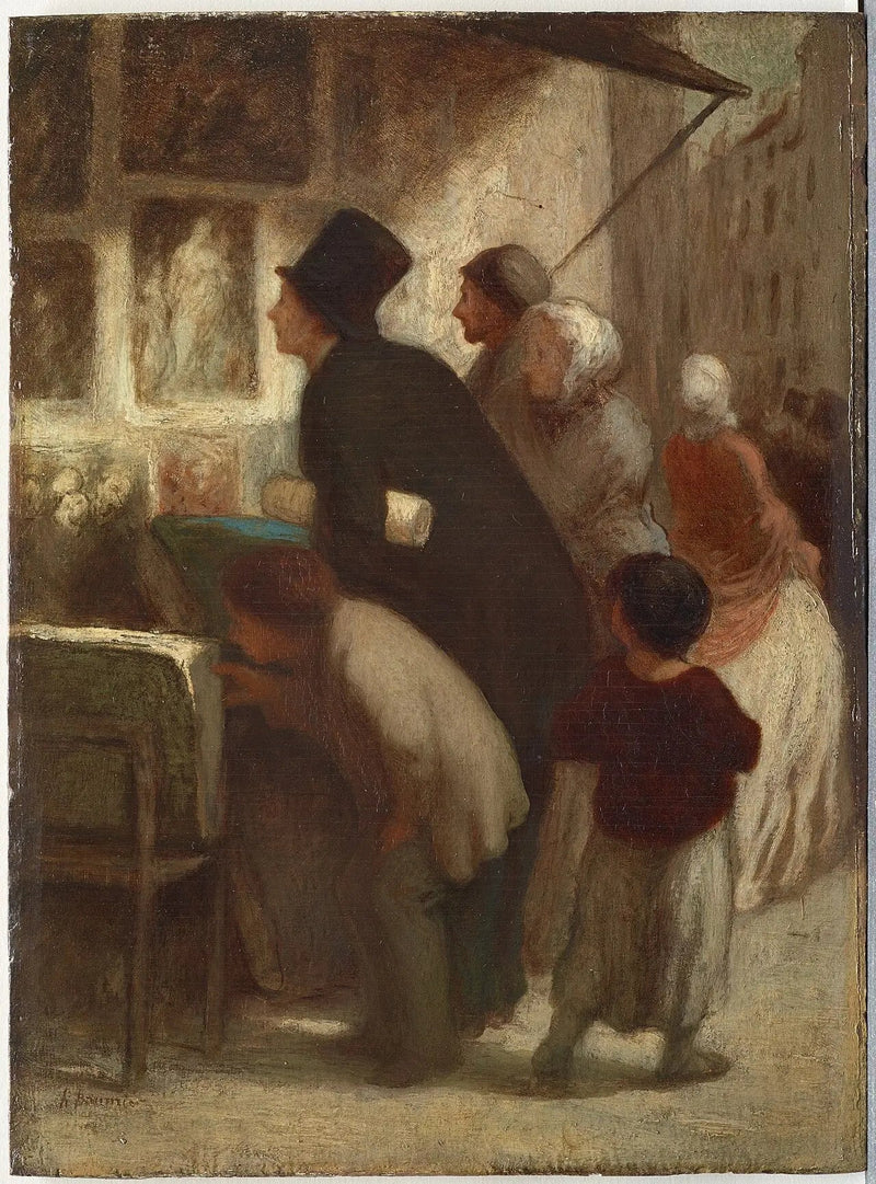 Udover trykkerens butik - Honoré Daumier