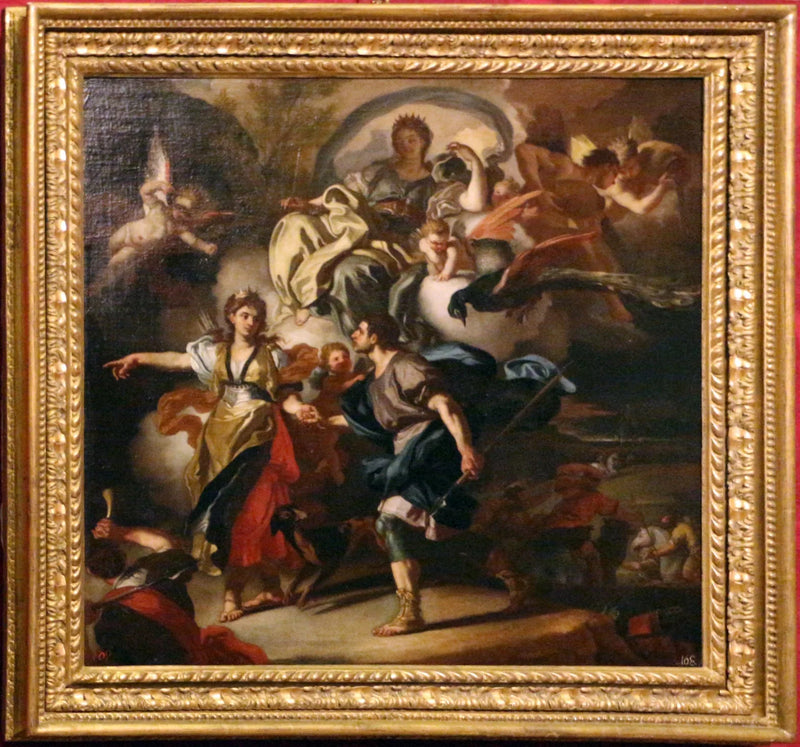 Æneas og Dido bevæger sig mod grotten (skitse). - Francesco Solimena