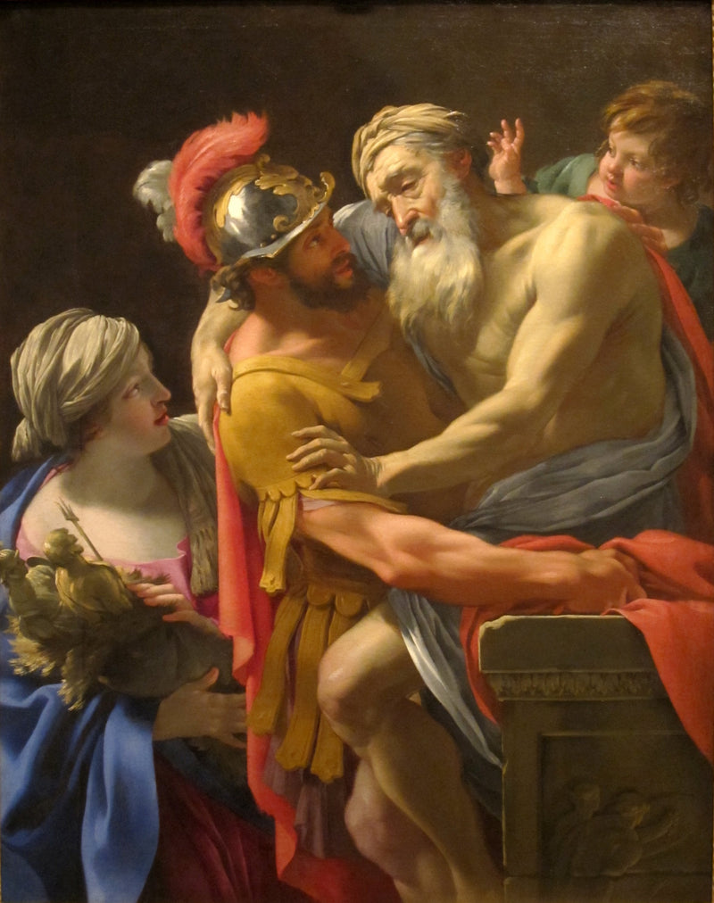 Æneas og Priam flygter fra Troja - Simon Vouet