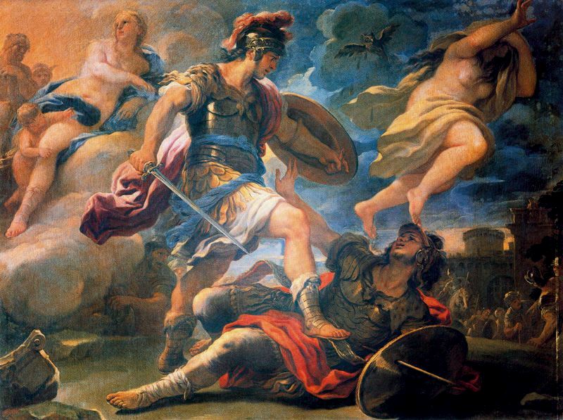 Æneas og Turnus - Luca Giordano