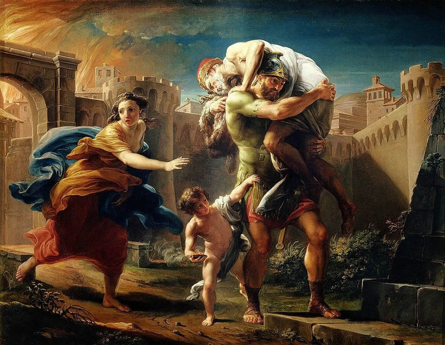 Æneas flygter fra Troja - Pompeo Batoni