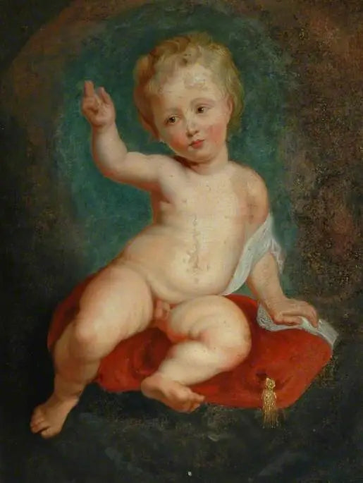 Barn siddende på en rød pude - Peter Paul Rubens