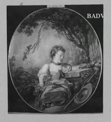 barn ved brønden i en have - François Boucher