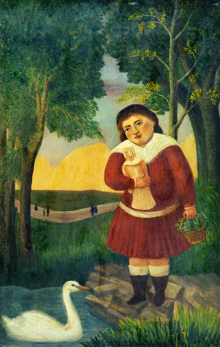 Barn med en dukke i et landskab - Henri Rousseau