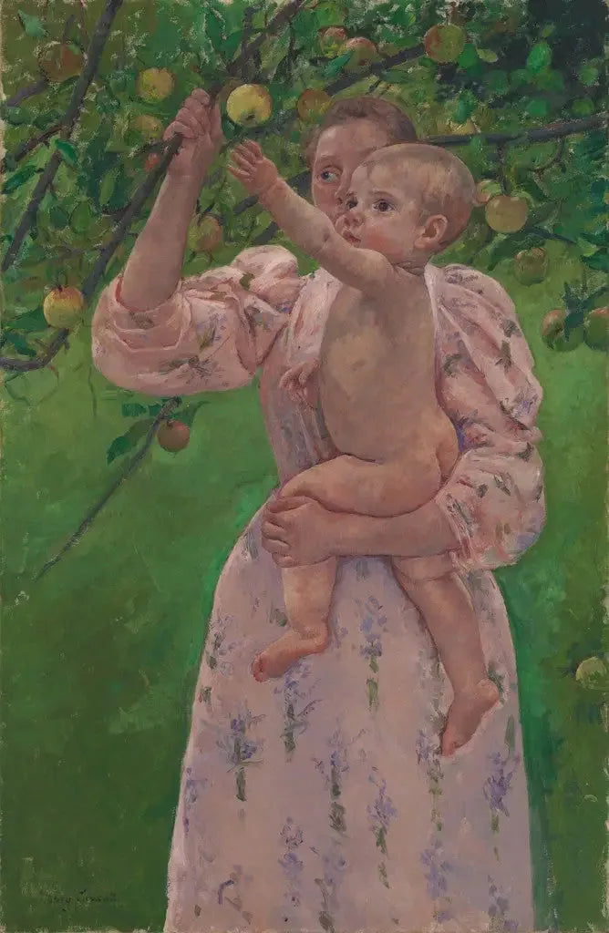 Barn der plukker en frugt - Mary Cassatt