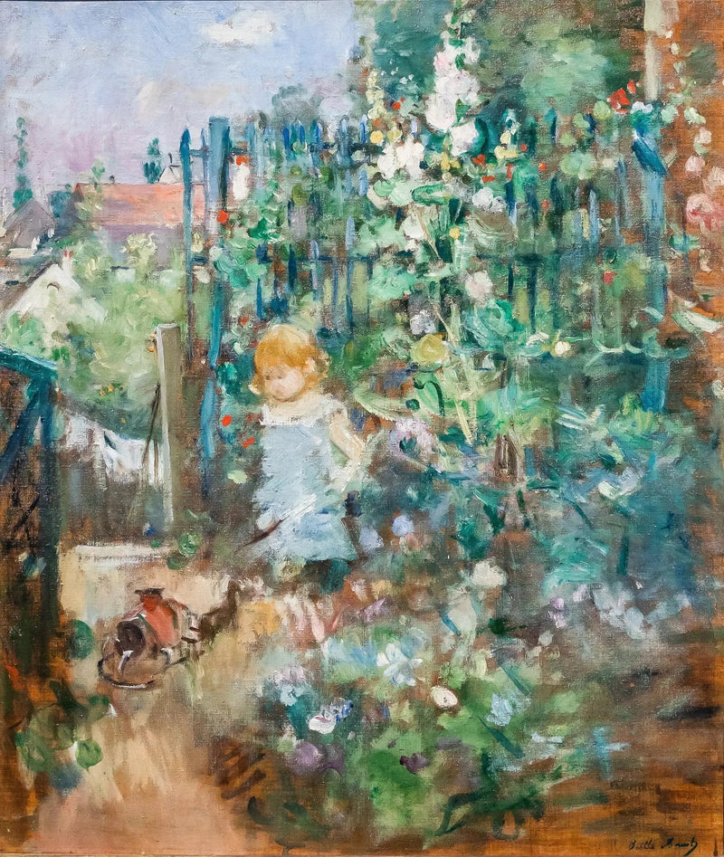 Barn i hollyhocks - Berthe Morisot