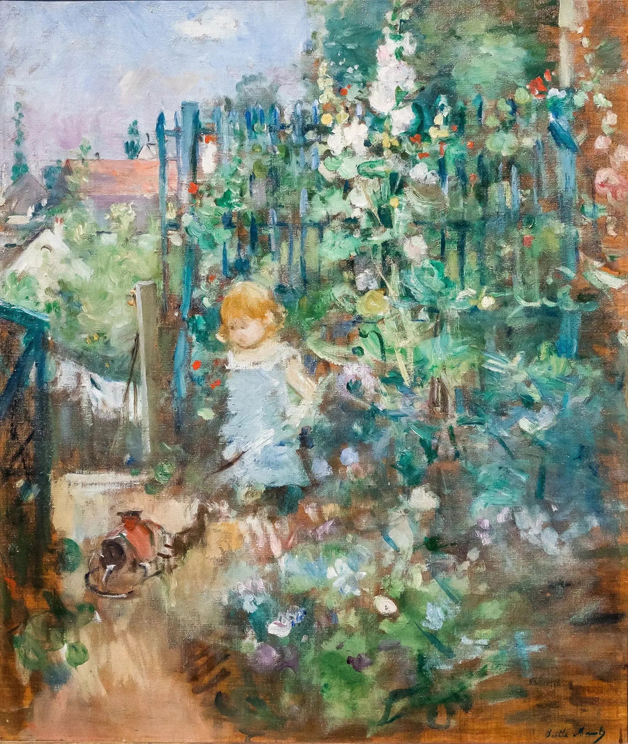 Barn i hollyhocks - Berthe Morisot