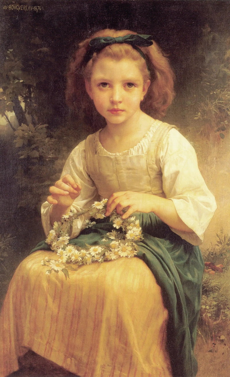 Barn der fletter en krans - Bouguereau
