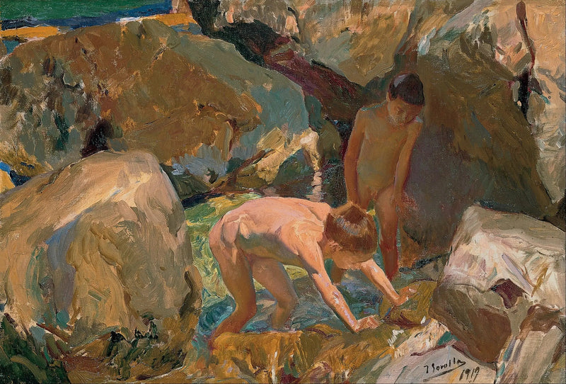 Børn på jagt efter muslinger - Joaquín Sorolla
