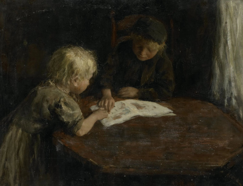 Enfants avec un livre d'images - Jacobus Simon Hendrik Kever